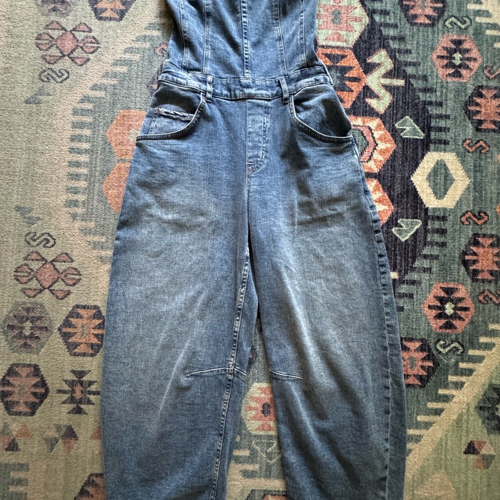 Free People Strapless Denim Jumpsuit